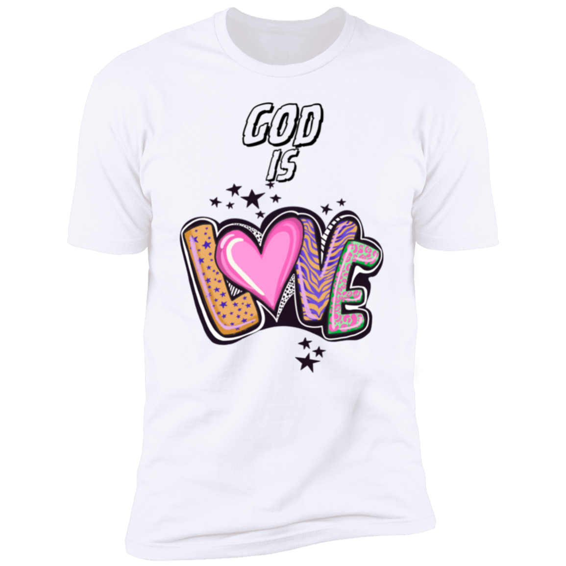 Women's GOD IS LOVE White & Pink Short Sleeve Faith-Based T-Shirt