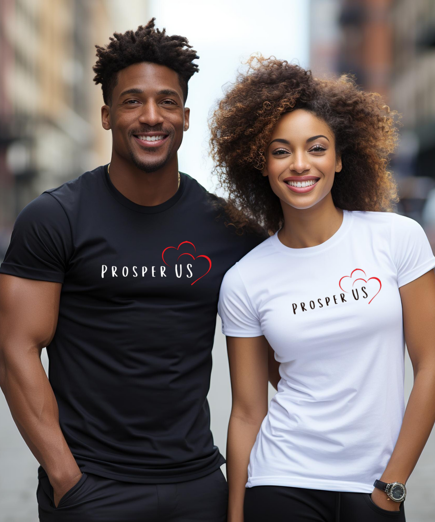 Men/Women Unisex "Prosper US" / Black & White Premium Short Sleeve T-Shirt