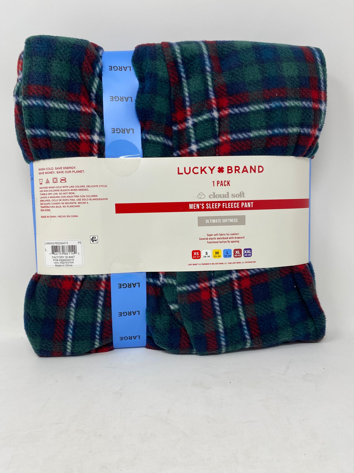 LUCKY BRAND Men's Christmas Mallard Green Sleep Fleece Pant