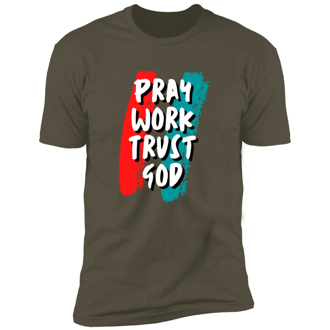 Men/Women Unisex "Pray Work Trust God" Faith-Based Premium Short Sleeve Tee