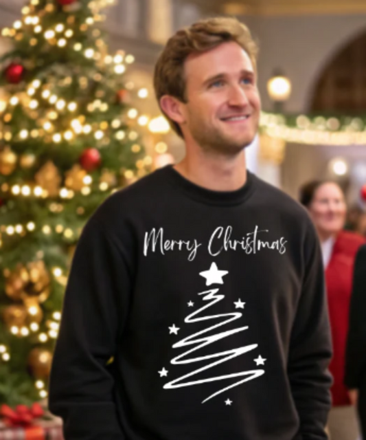 Merry Christmas Tree Crewneck Pullover Sweatshirt