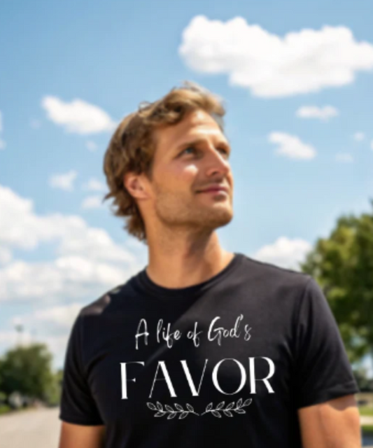 Men/Women Unisex "A Life of God's Favor" Premium Short Sleeve T-Shirt - Black