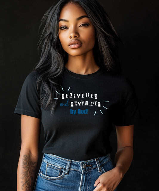 developed and delivered by God BlueBella + Canvas Unisex Jersey Short-Sleeve T-Shirt