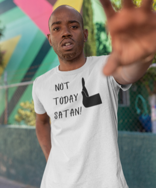 Men/Women Unisex "NOT TODAY SATAN!" / Premium Short Sleeve Faith-Based T-Shirt
