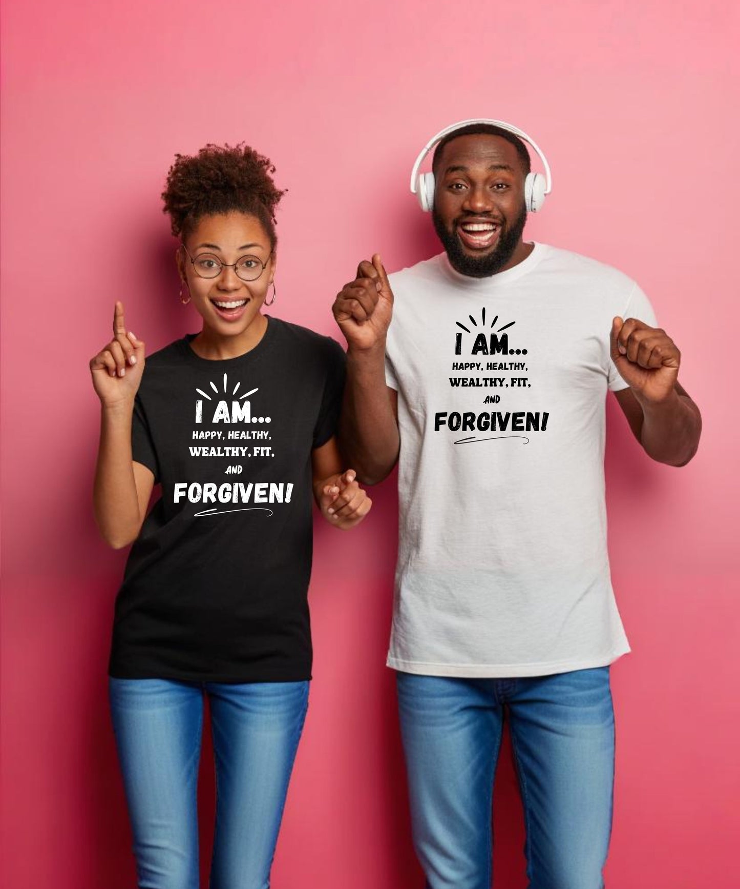 Men/Women Unisex "I Am Happy" Short Sleeve Tee Shirt