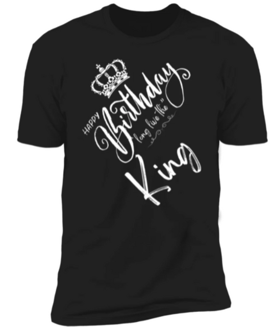 Men "Happy Birthday King" Black Premium Short Sleeve Fun T-Shirt