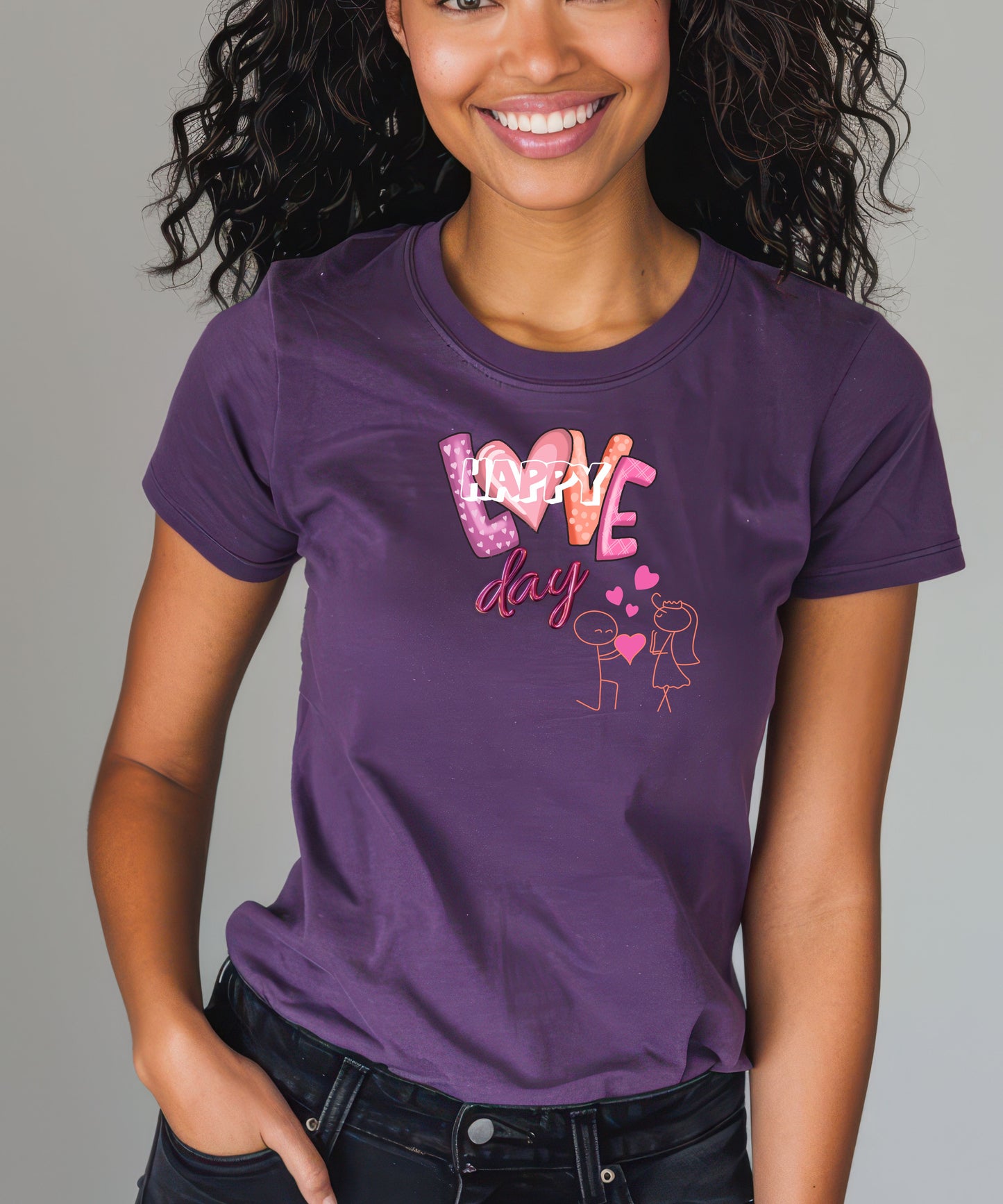 Women's Happy Love Day 3001C Bella + Canvas Unisex Jersey Short-Sleeve T-Shirt