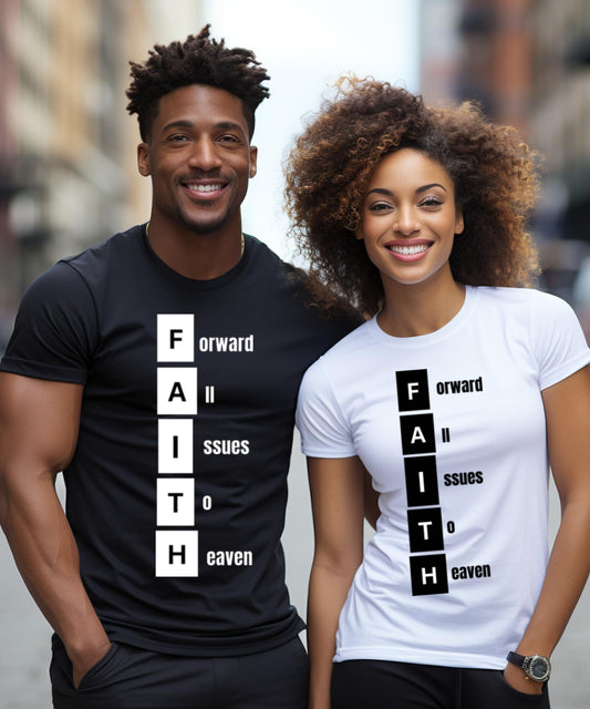 Men/Women Unisex "FAITH NO FEAR" Short Sleeve Faith-Based Tee/ Black or White