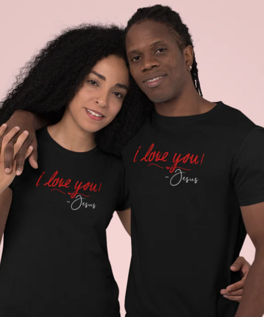 Men/Women Unisex "I Love You Jesus" Black Short Sleeve T-Shirt - Faith Apparel
