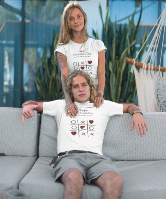 Men/Women Unisex "Tik Tac Love" Grey & White Short Sleeve T-Shirt Happy Valentines Day