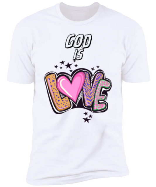 Women's GOD IS LOVE White & Pink Short Sleeve Faith-Based T-Shirt