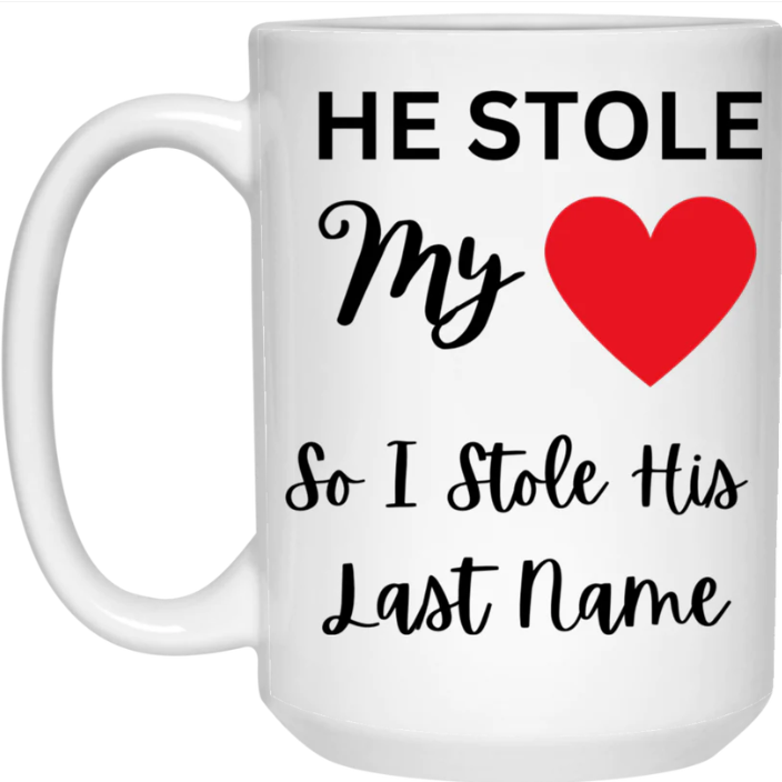 He Stole My Heart 15 oz. Black Mug