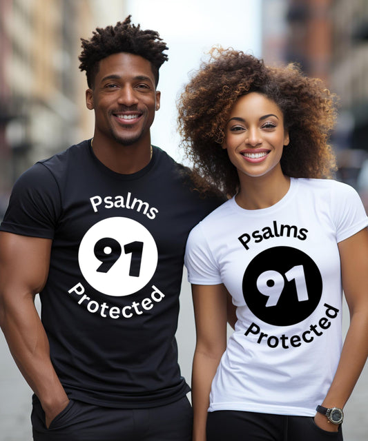 Men/Women Unisex Psalms 91 Protected Premium Short Sleeve Faith-Based T-Shirt