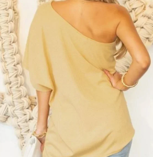 Ninexis ONE SHOULDER DRAPED TOP -YELLOW