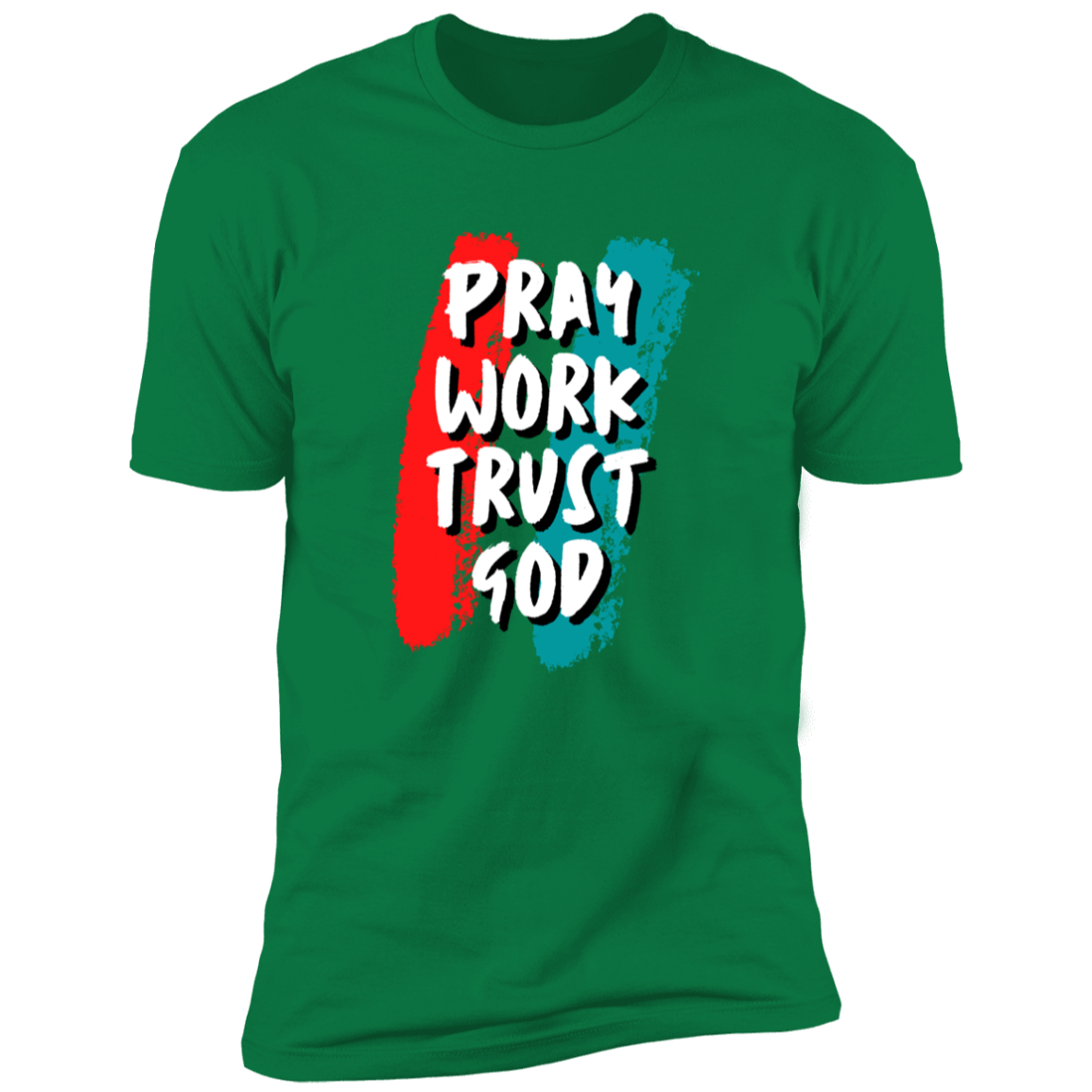 Men/Women Unisex "Pray Work Trust God" Faith-Based Premium Short Sleeve Tee