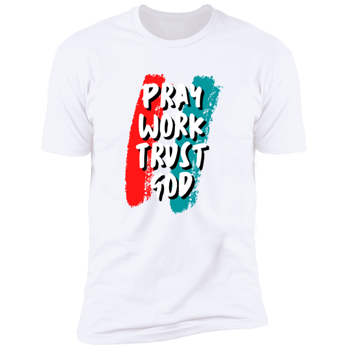 Men/Women Unisex "Pray Work Trust God" Faith-Based Premium Short Sleeve Tee