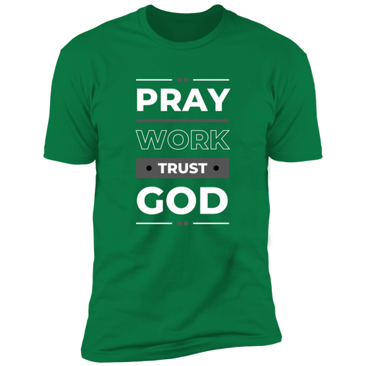 Men/Women Unisex "Pray Work Trust God" Premium Short Sleeve Faith-Based T-Shirt